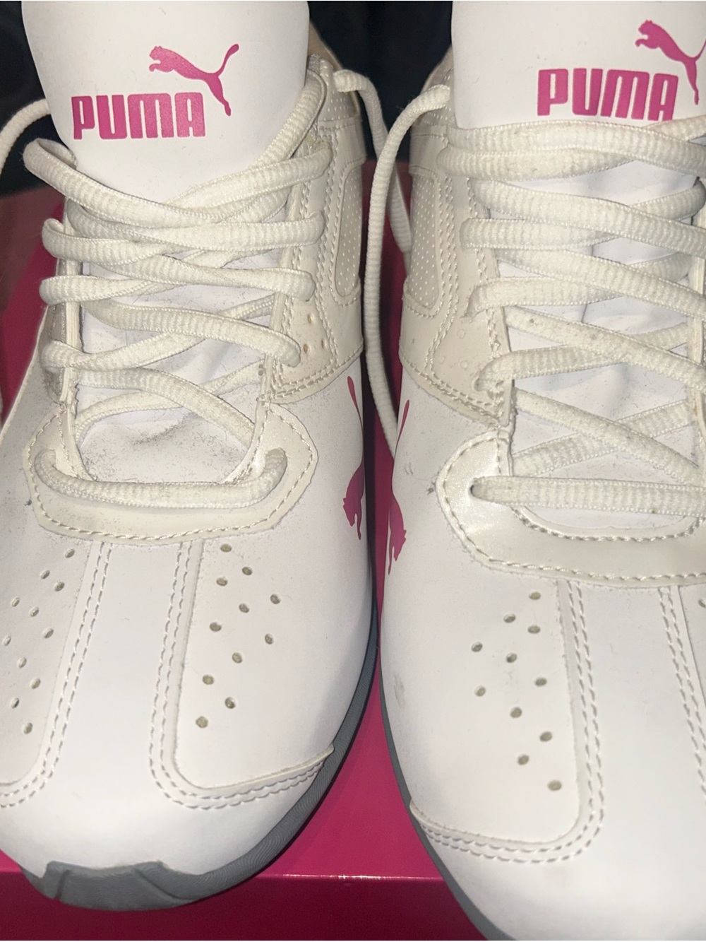 Puma White Sneakers with Pink Logo for Kids